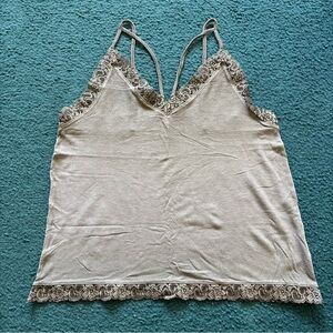 Aerie Olive Ribbed Lace Tank